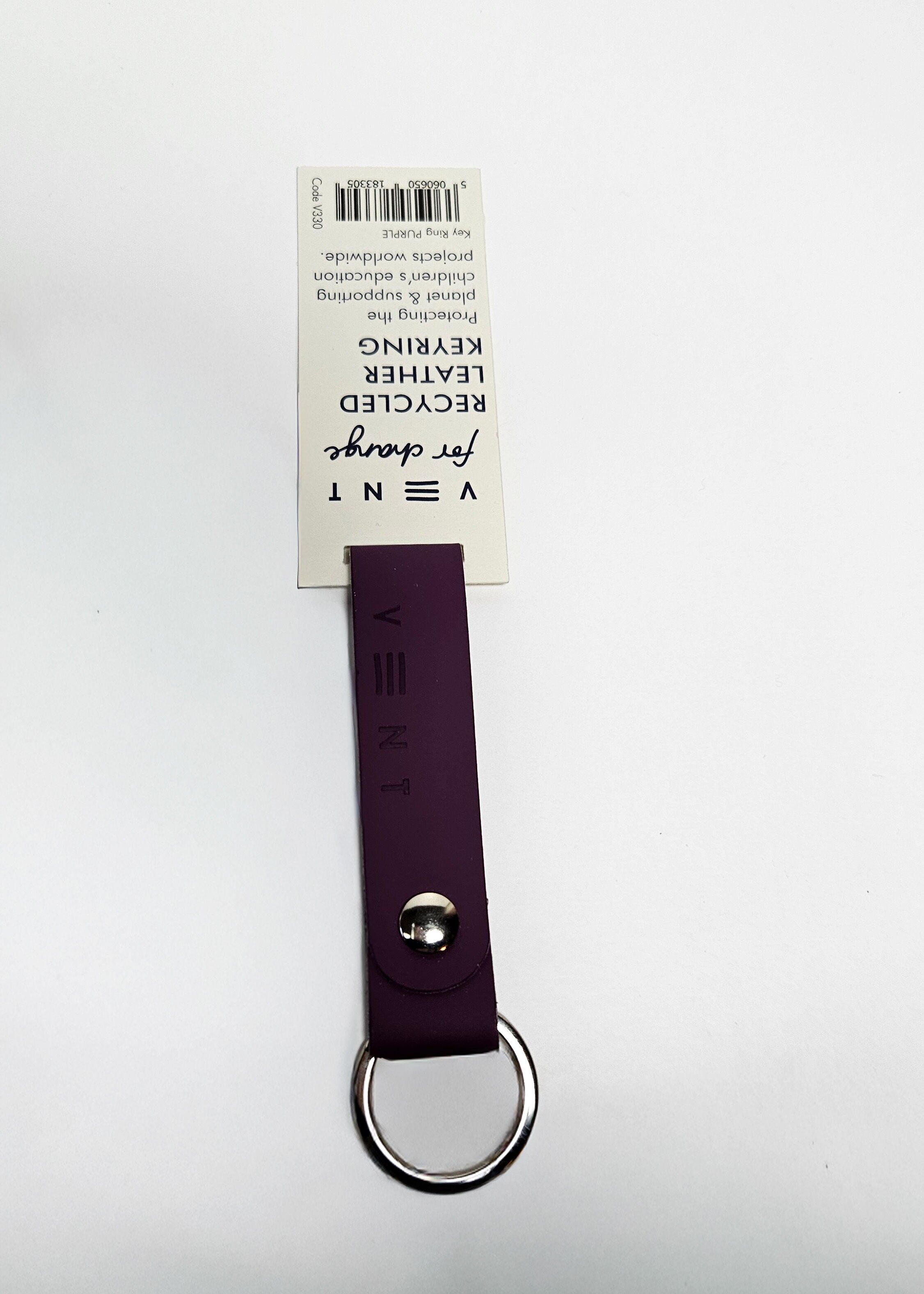 Recycled Leather Keyring - Purple