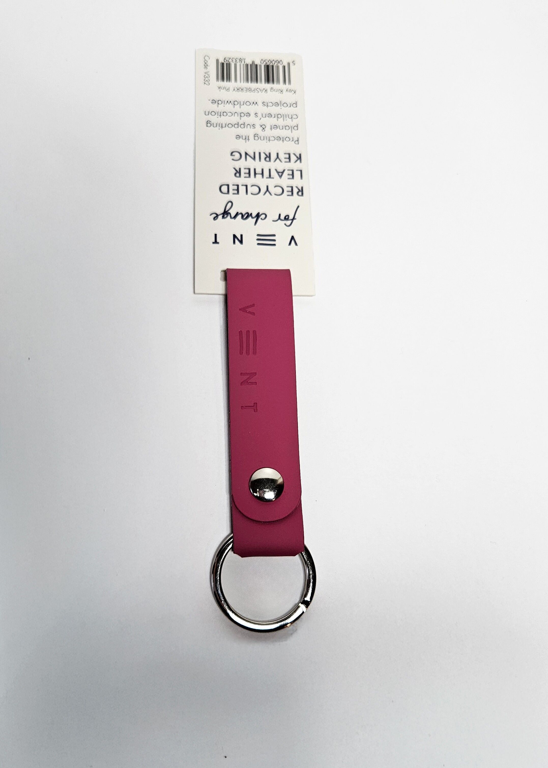 Recycled Leather Keyring - Raspberry Pink