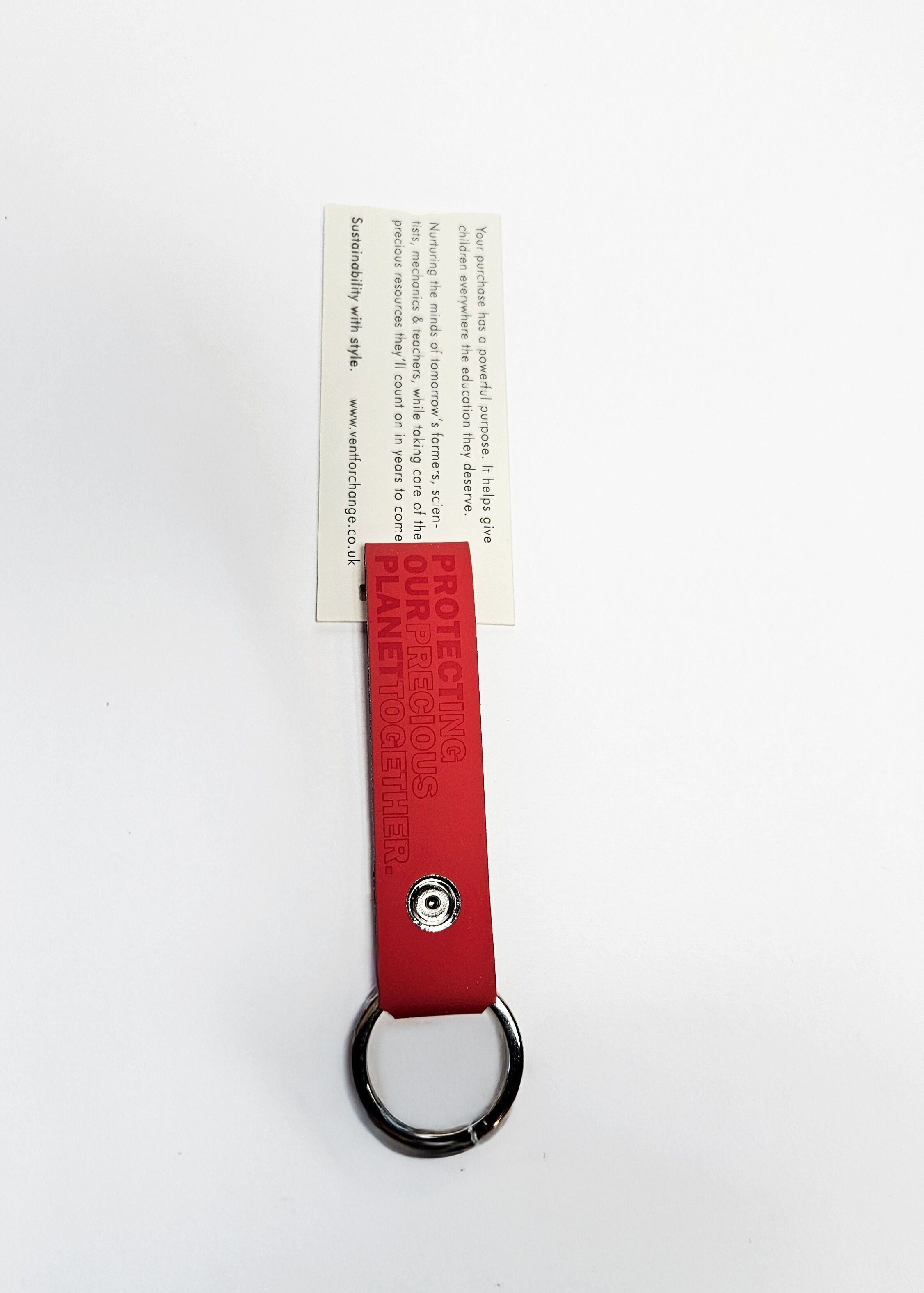 Recycled Leather Keyring - Red