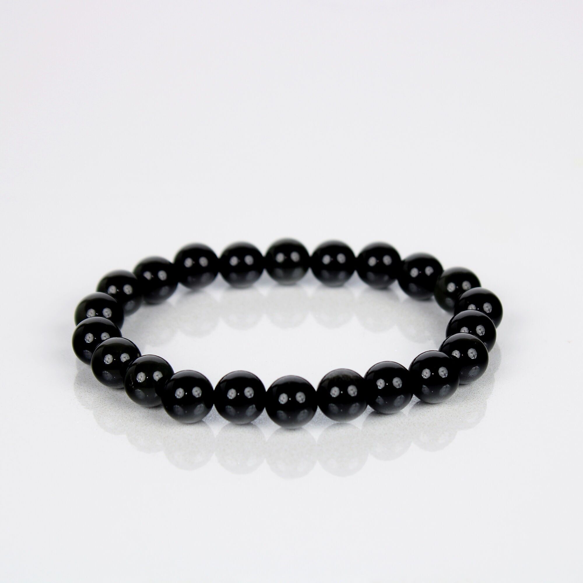 Pulsera de obsidiana negra de grado A+ de 8 mm (paquete de 3)