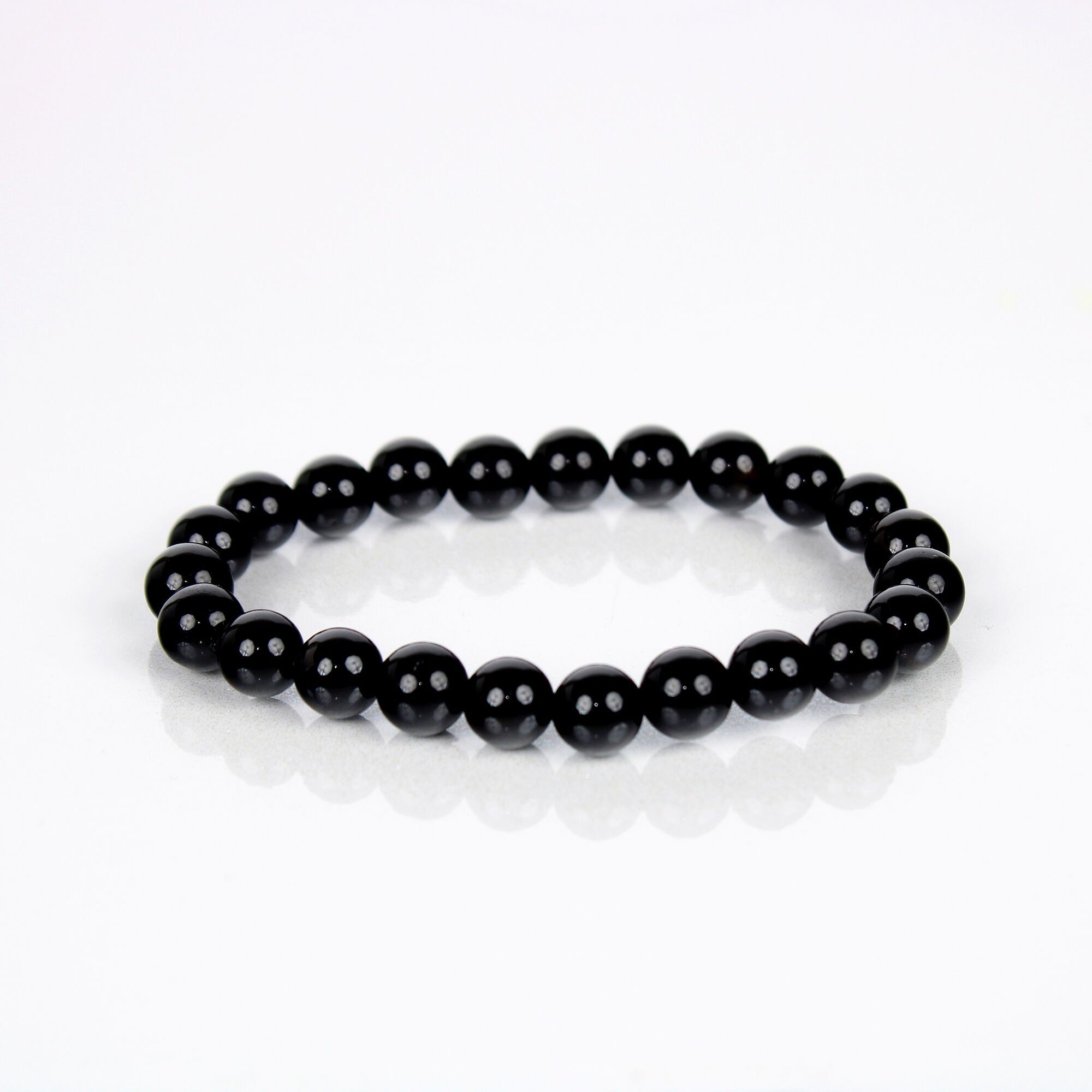 Pulsera de cristal de turmalina negra de 8 mm, grado A+ (paquete de 3)