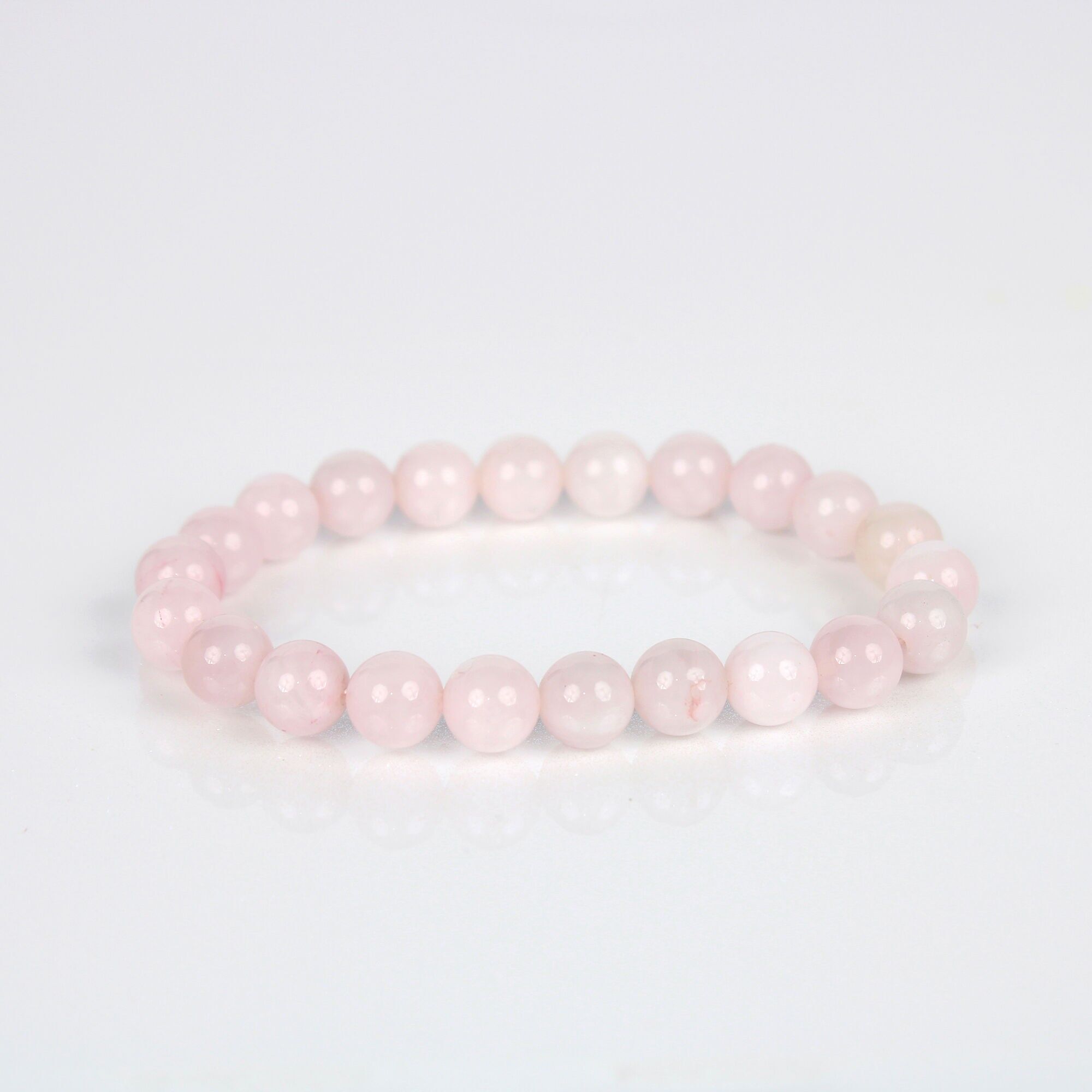 Pulsera de cuarzo rosa natural de grado A+ de 8 mm (paquete de 3)