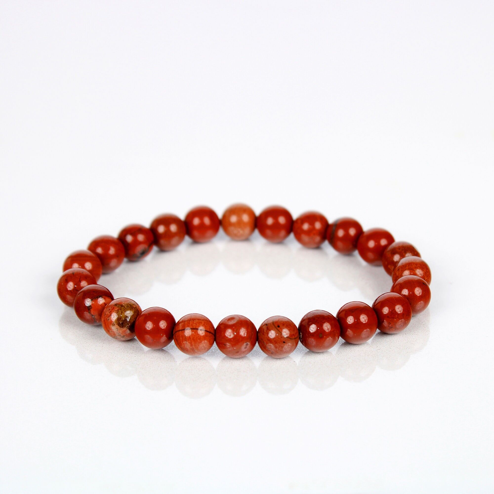Pulsera de cristal de jaspe rojo de grado A+ de 8 mm (paquete de 3)