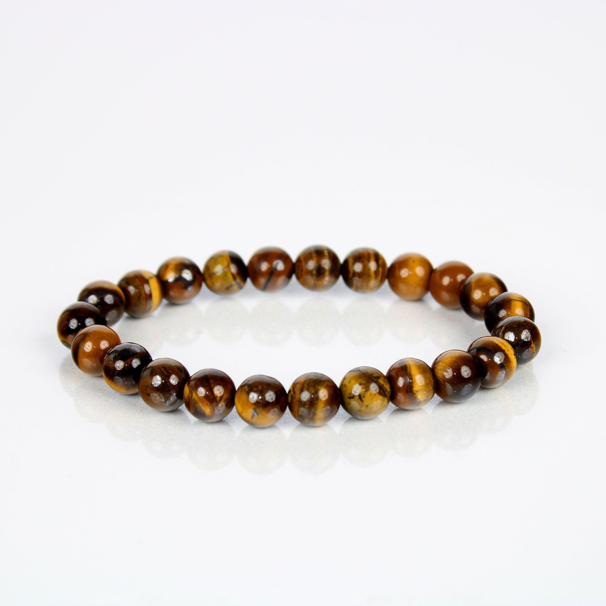 Pulsera de cristal de ojo de tigre de grado A+ de 8 mm (paquete de 3)