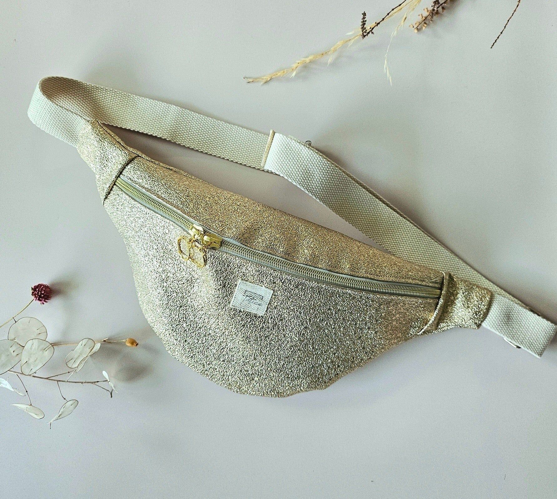 Gold faux leather fanny pack