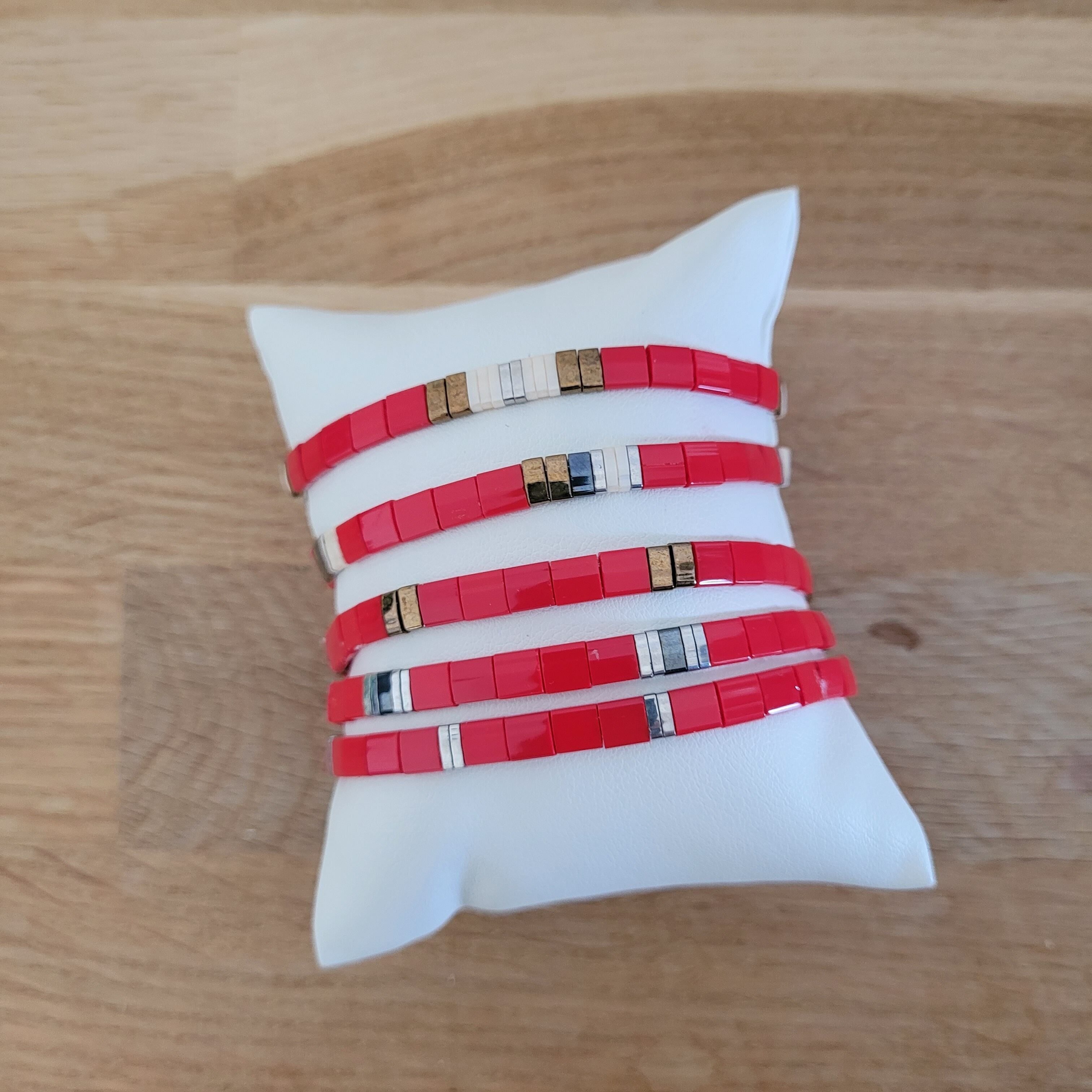 5 bracelets - Rouge -  Eté - TILA
