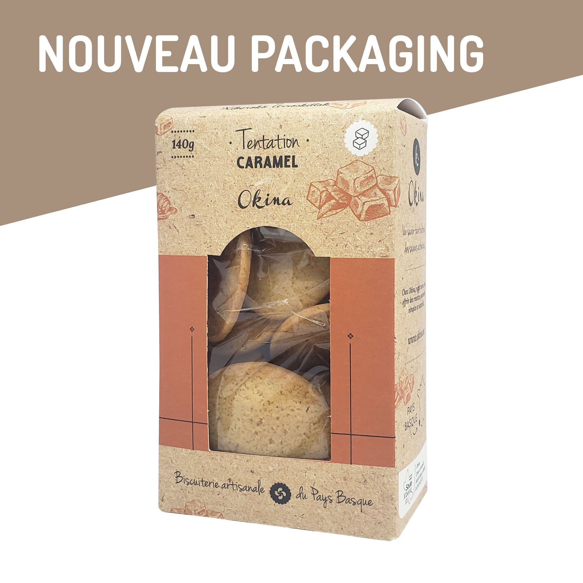 New packaging - Temptation Salted Caramel Biscuits - handcrafted in the Basque Country