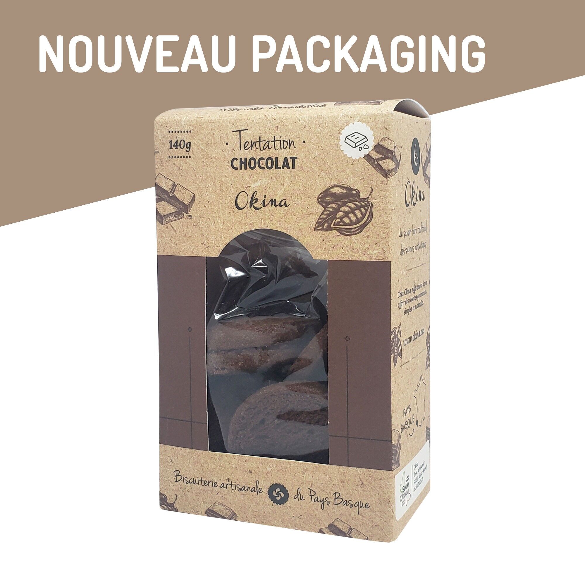 New packaging - Temptation Chocolate Biscuits - handcrafted in the Basque Country