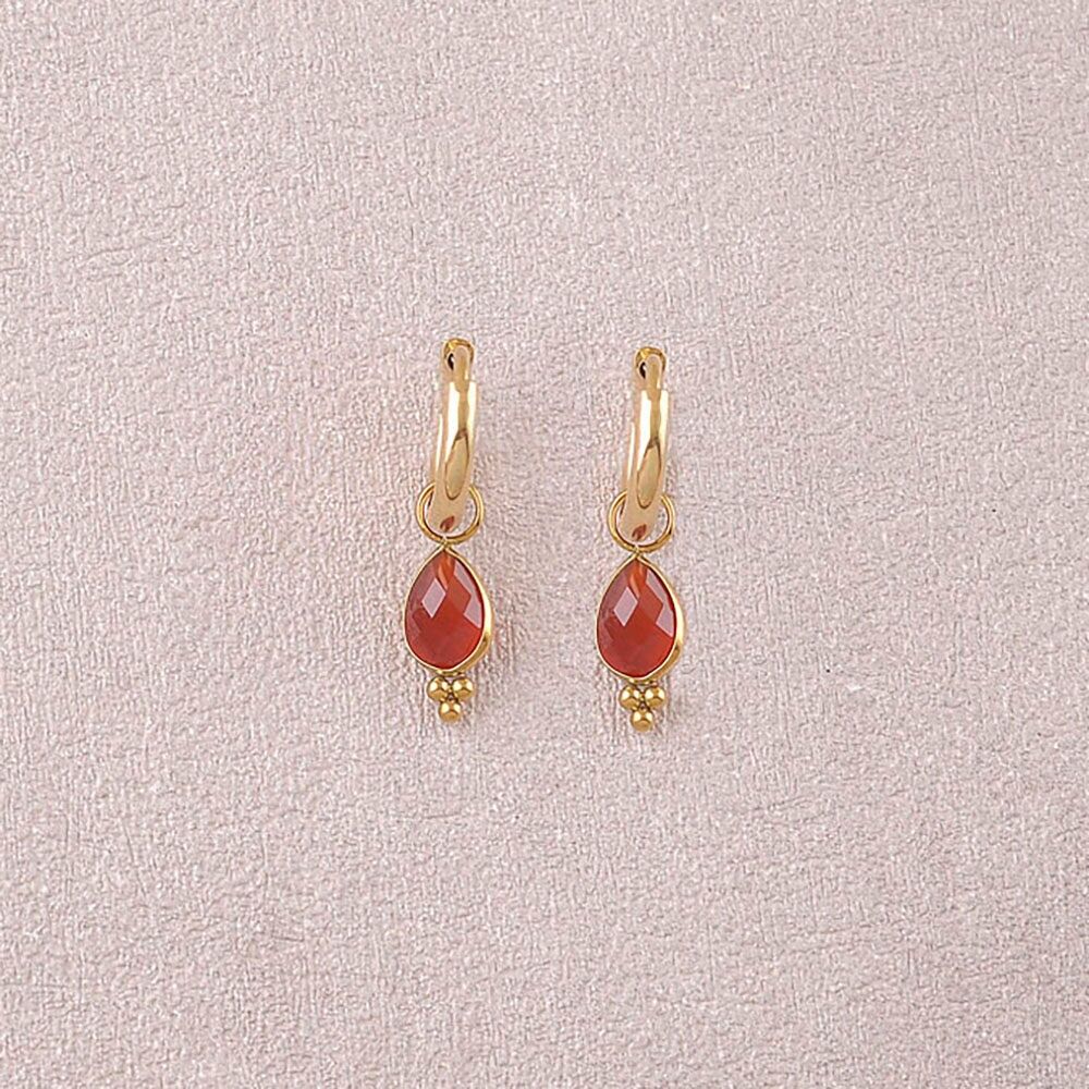 Créoles - pierre naturelle goutte et 3 boules