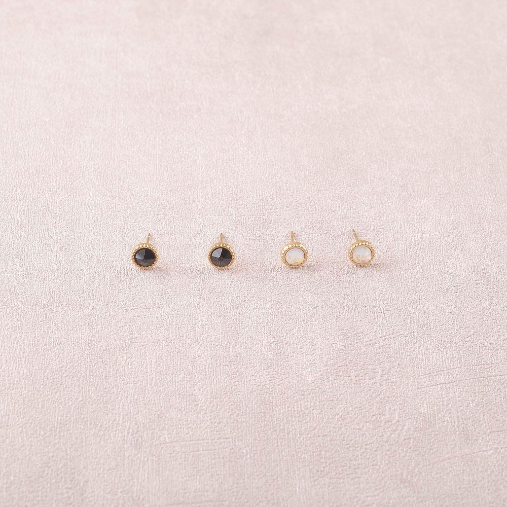 2 paires de boucles puces ornées de cristaux de Swarovski®