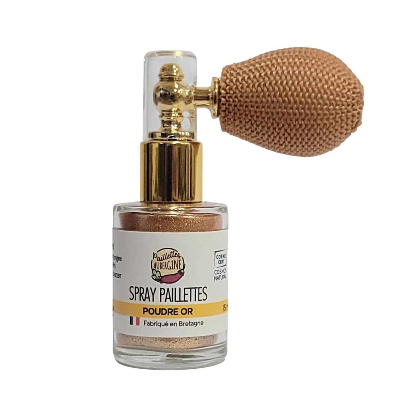 Polvo en aerosol con purpurina dorada - Cosmos Natural