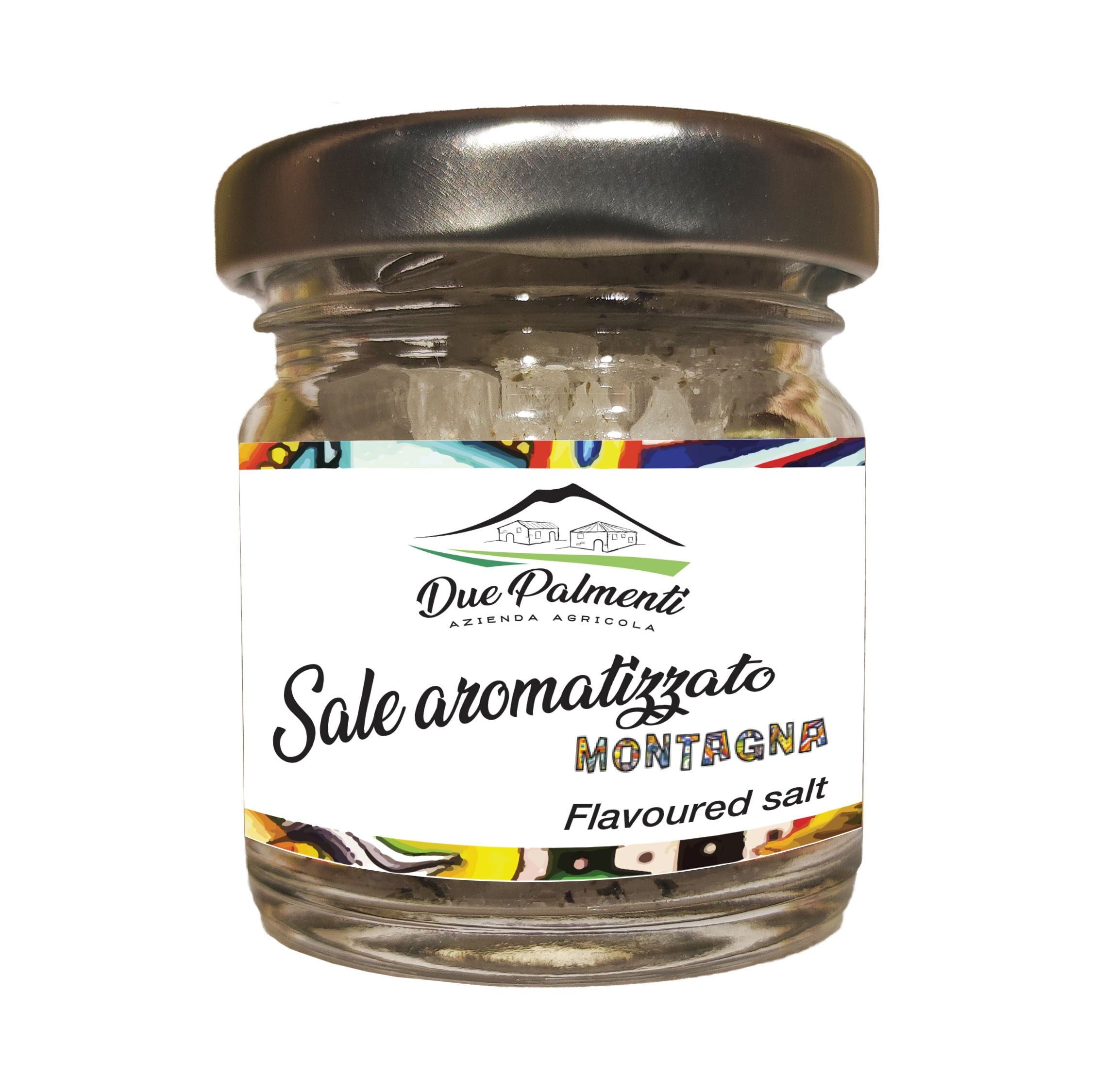 MOUNTAIN flavored salt in a glass jar
