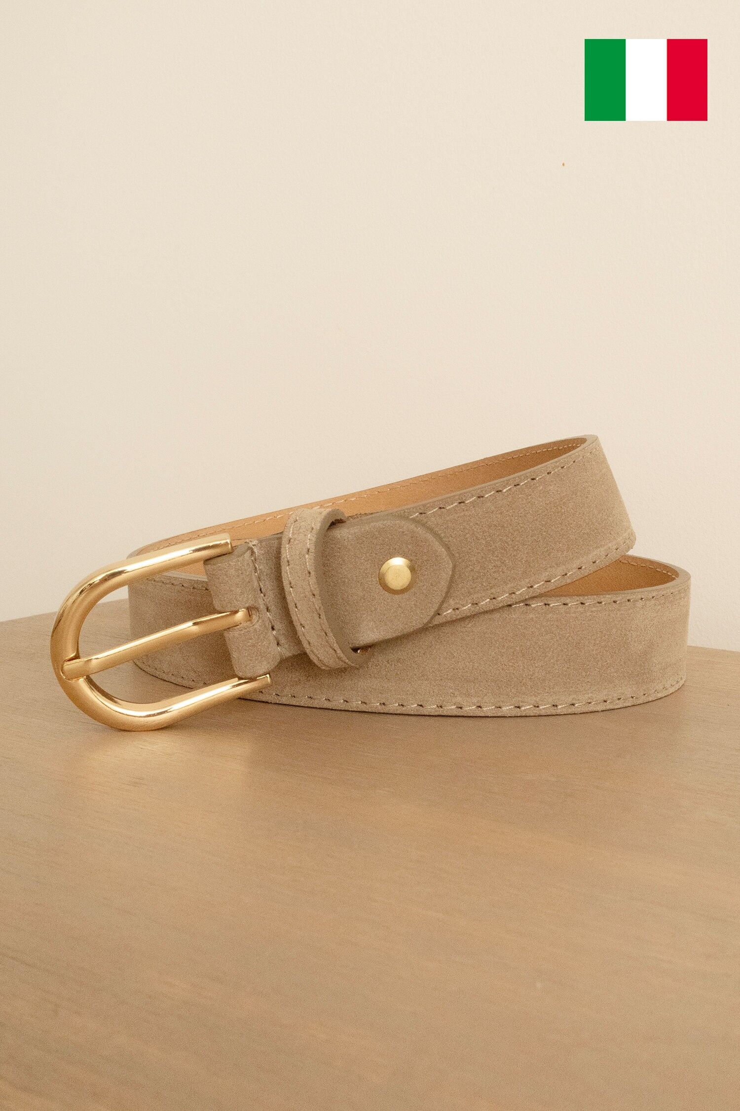 Damengürtel aus Wildleder, 3 cm breit. Hergestellt in Italien. IT30-30-DAIM-TAUPE