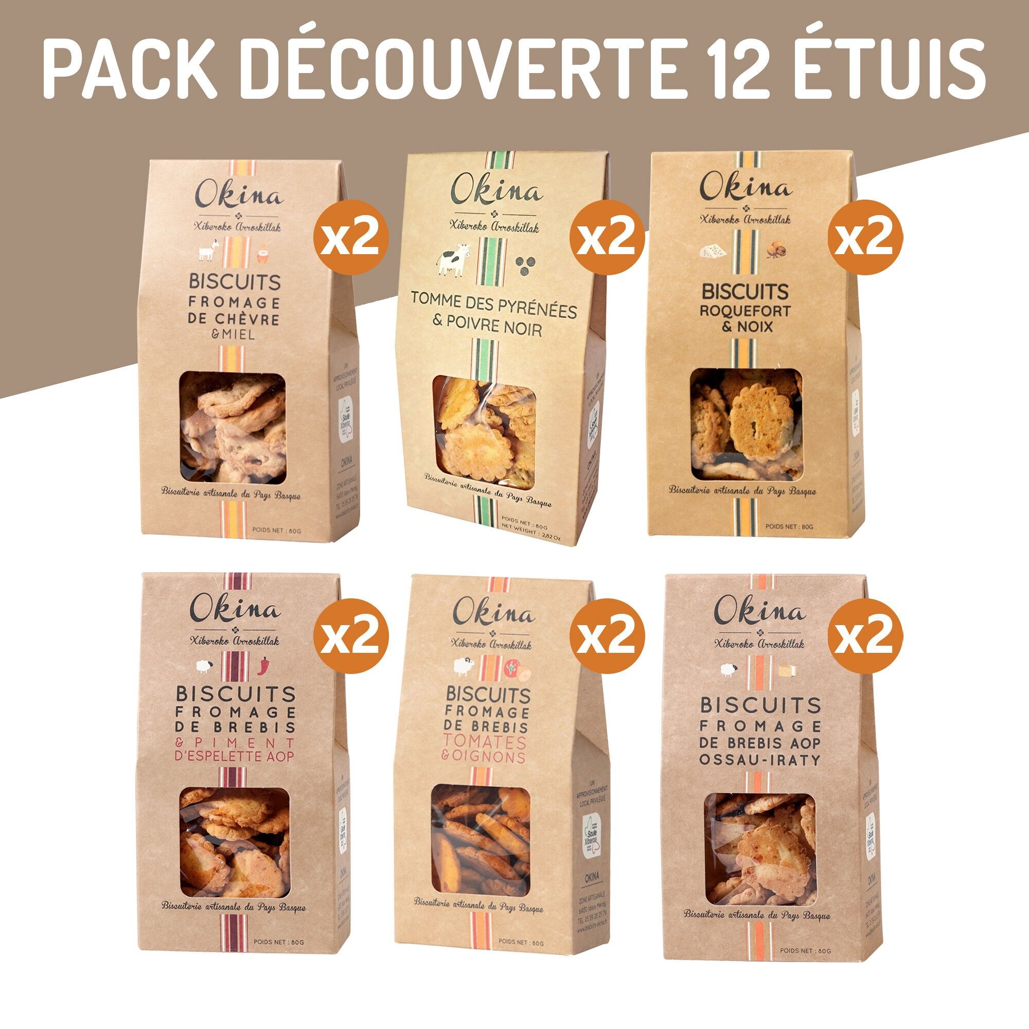 New - DISCOVERY PACK: 6 recipes for savory cheese biscuits (x 12 packs of 80g)