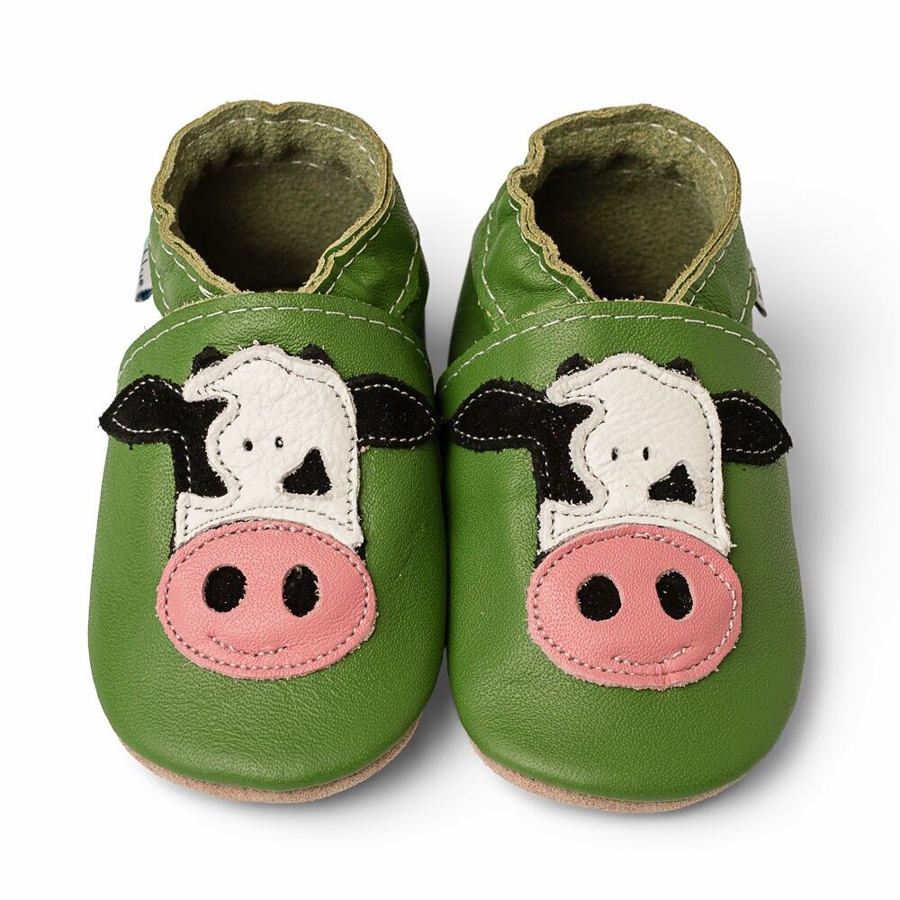Chaussures Barefoot en cuir pour bébés et enfants, couleur citron vert vache.
