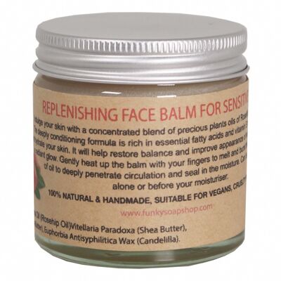 Replenishing Solid Face Balm For Sensitive Skin, 100% Pure Rosehip & Argan Oil