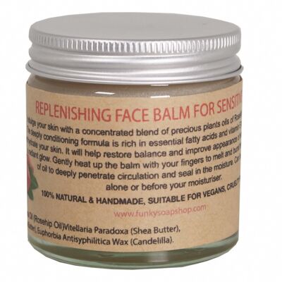 Replenishing Solid Face Balm For Sensitive Skin, 100% Pure Rosehip & Argan Oil