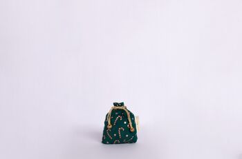 Sacs-cadeaux en tissu réutilisables à double cordon - Canne en bonbon verte (petite) 1