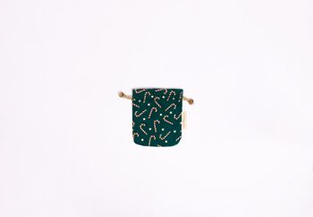Sacs-cadeaux en tissu réutilisables à double cordon - Canne en bonbon verte (petite) 2