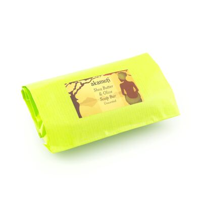 Akamuti Barra de jabón de oliva y manteca de karité orgánica 100 g sin perfume