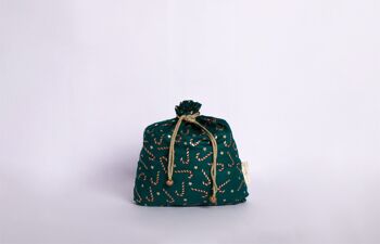 Sacs-cadeaux en tissu réutilisables à double cordon de serrage - Canne de bonbon verte (grande) 1