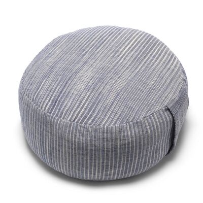Meditation pouf or yoga cushion, blue/white striped