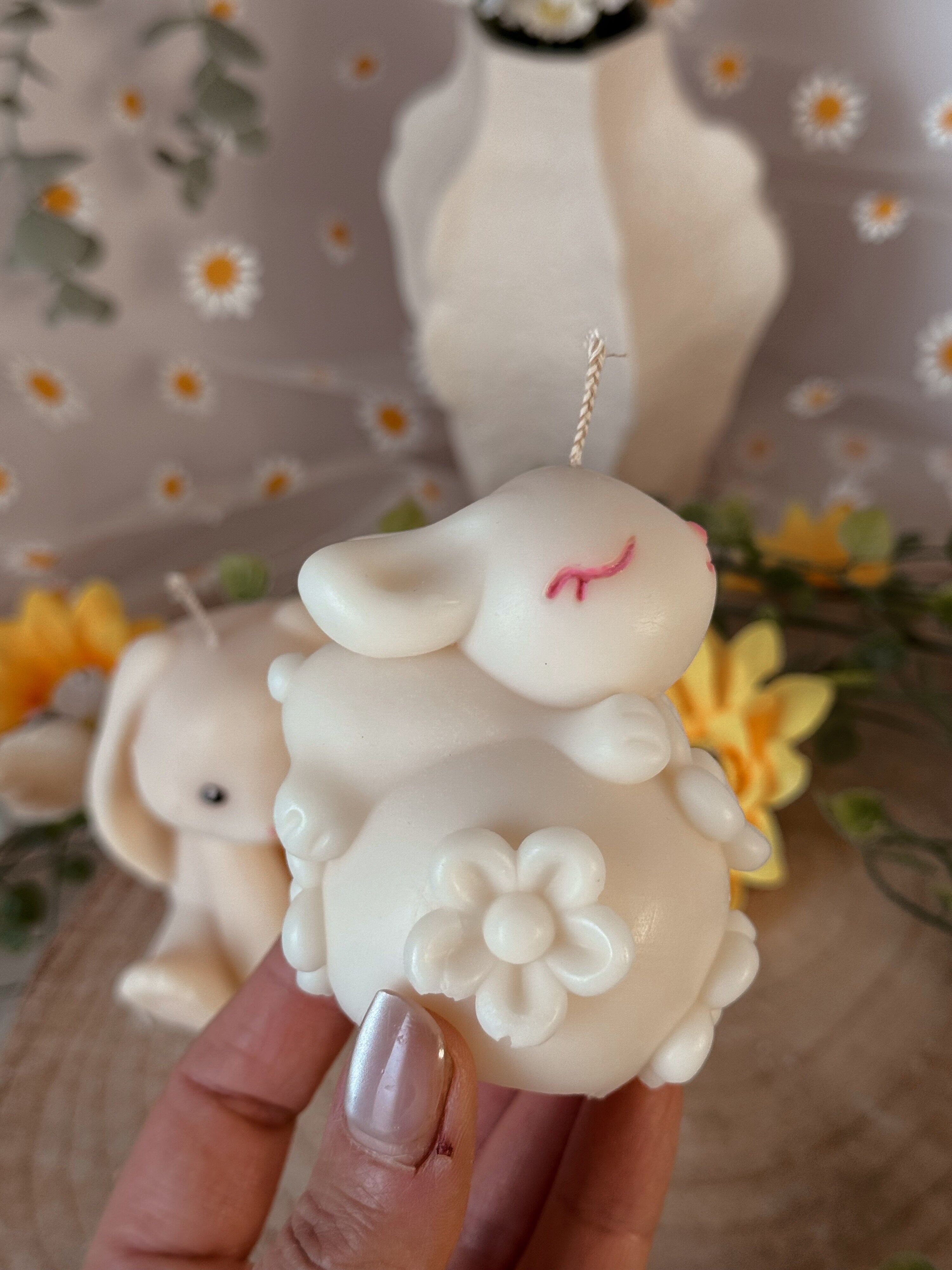 Flowery Egg Rabbit Candle