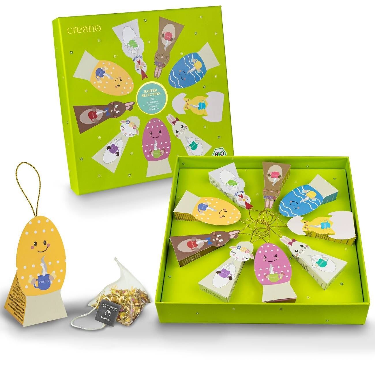 Oster-Edition Bio Kräutertee 9er Pyramiden Geschenkset „ORGANIC HERBAL TEA“ - 9 Bio-Pyramiden-Teebeutel in 9 unterschiedlichen Sorten - 22,5g  *¹