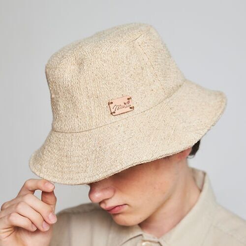 Beige Bucket Hat / Water Hyacinth Yarns
