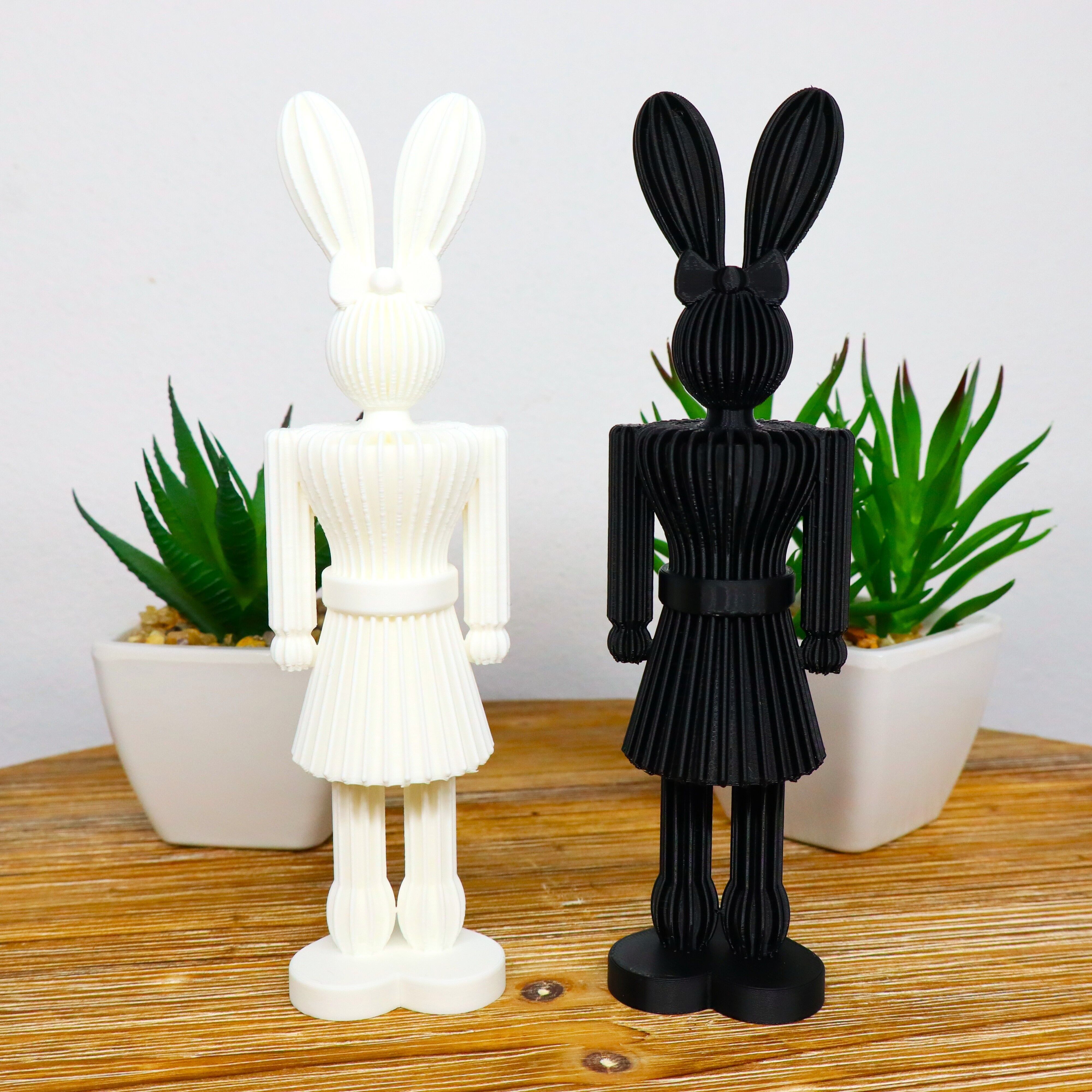 Minimalist Bunny Soldier Sculpture Cute Modern  Easter Decor