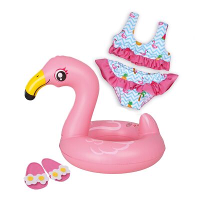 Set de natación para muñecas "Flamingo Ella", talla 35-45 cm
