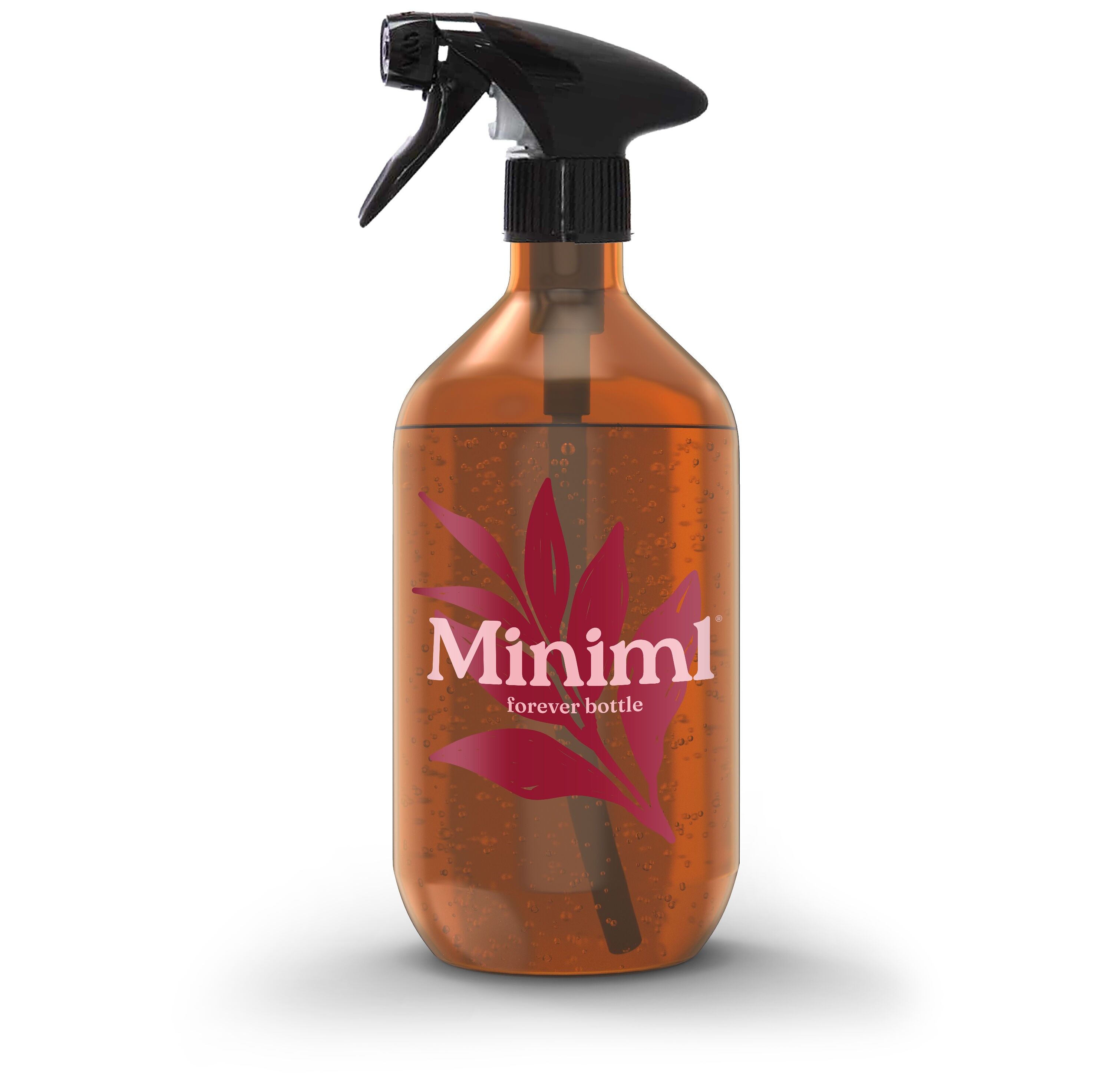 6 x Reusable Amber Glass Bottle + Trigger Spray - 500ML