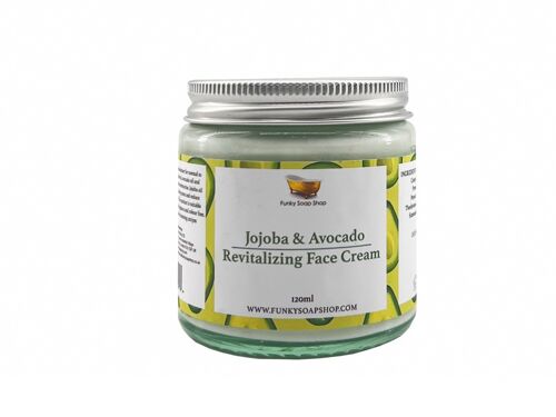 Jojoba And Avocado Revitalising Face Cream For Normal Skin, glass jar of 120g