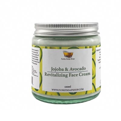 Jojoba And Avocado Revitalising Face Cream For Normal Skin, glass jar of 120g