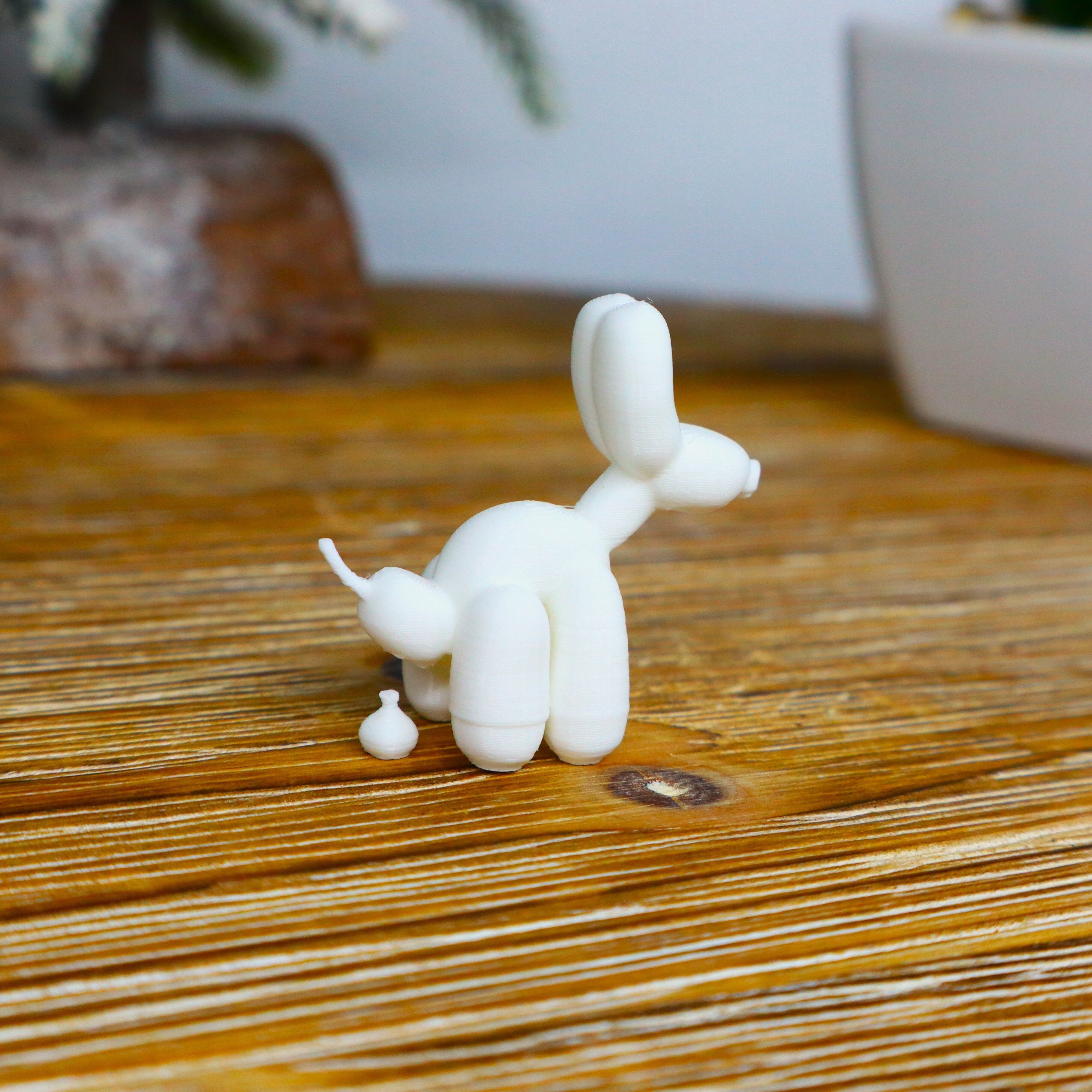 Funny Mini Balloon Dog Sculpture Pooping, Small Whimsical