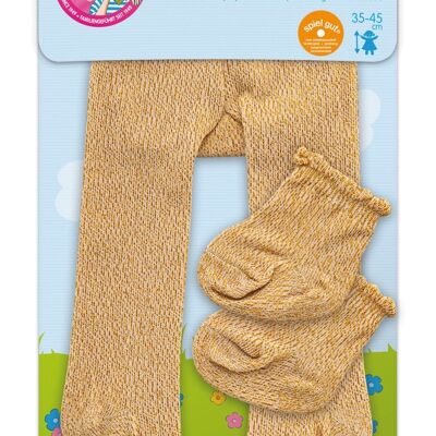 Doll tights with socks, gold, size. 35-45 cm
