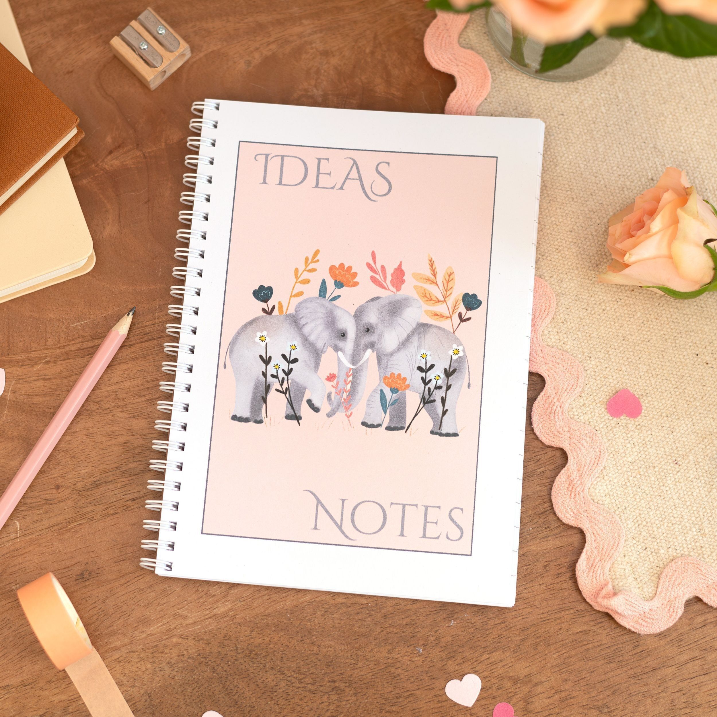A5 Handmade Flat Lay Notebook Elephant Inspired