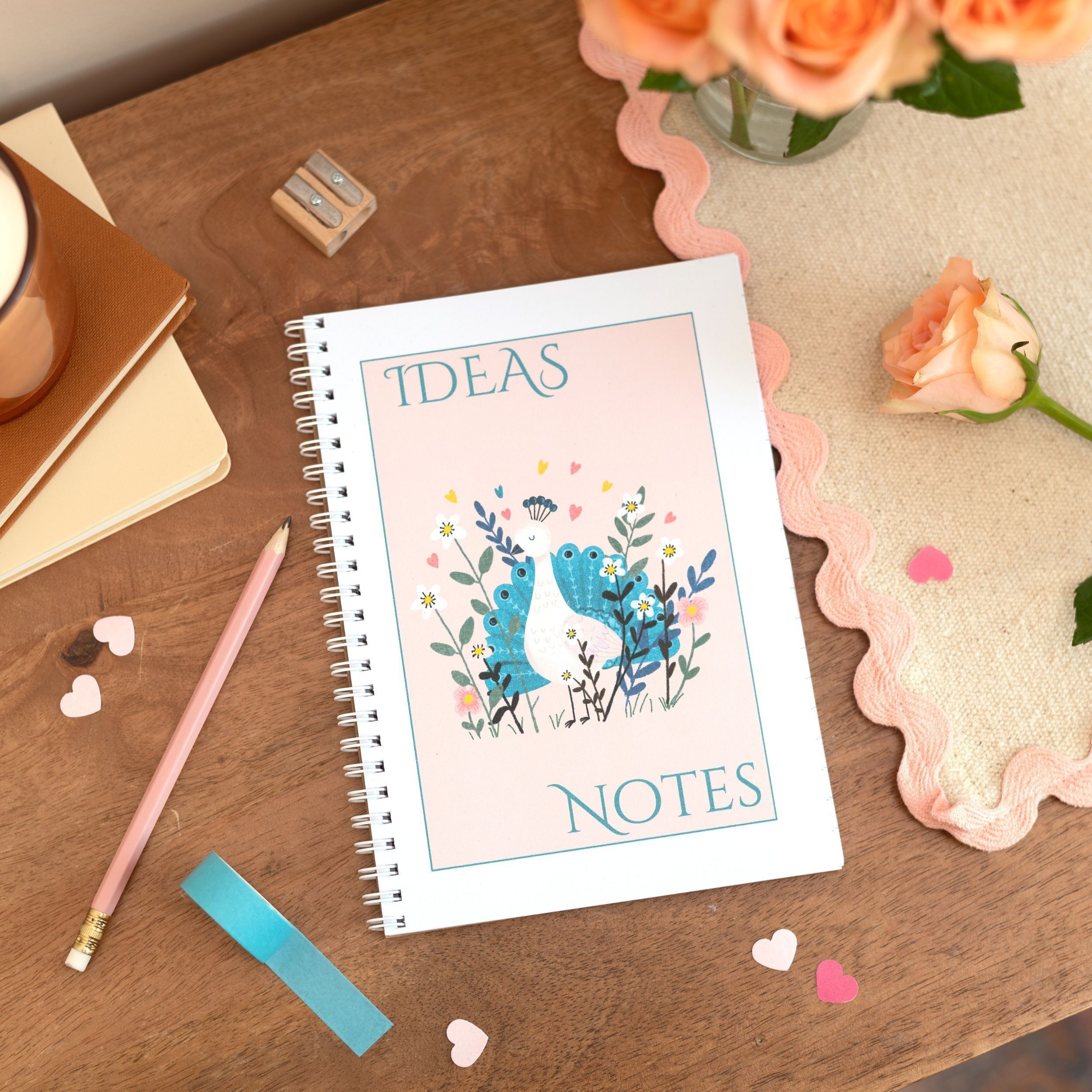A5 Handmade Flat Lay Notebook Peacock Inspired