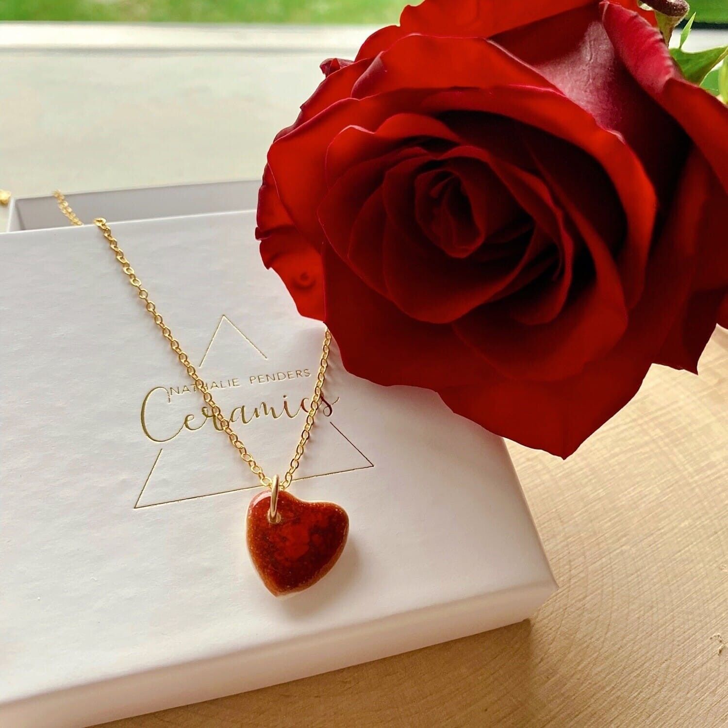 Flaming Heart Porcelain Necklace