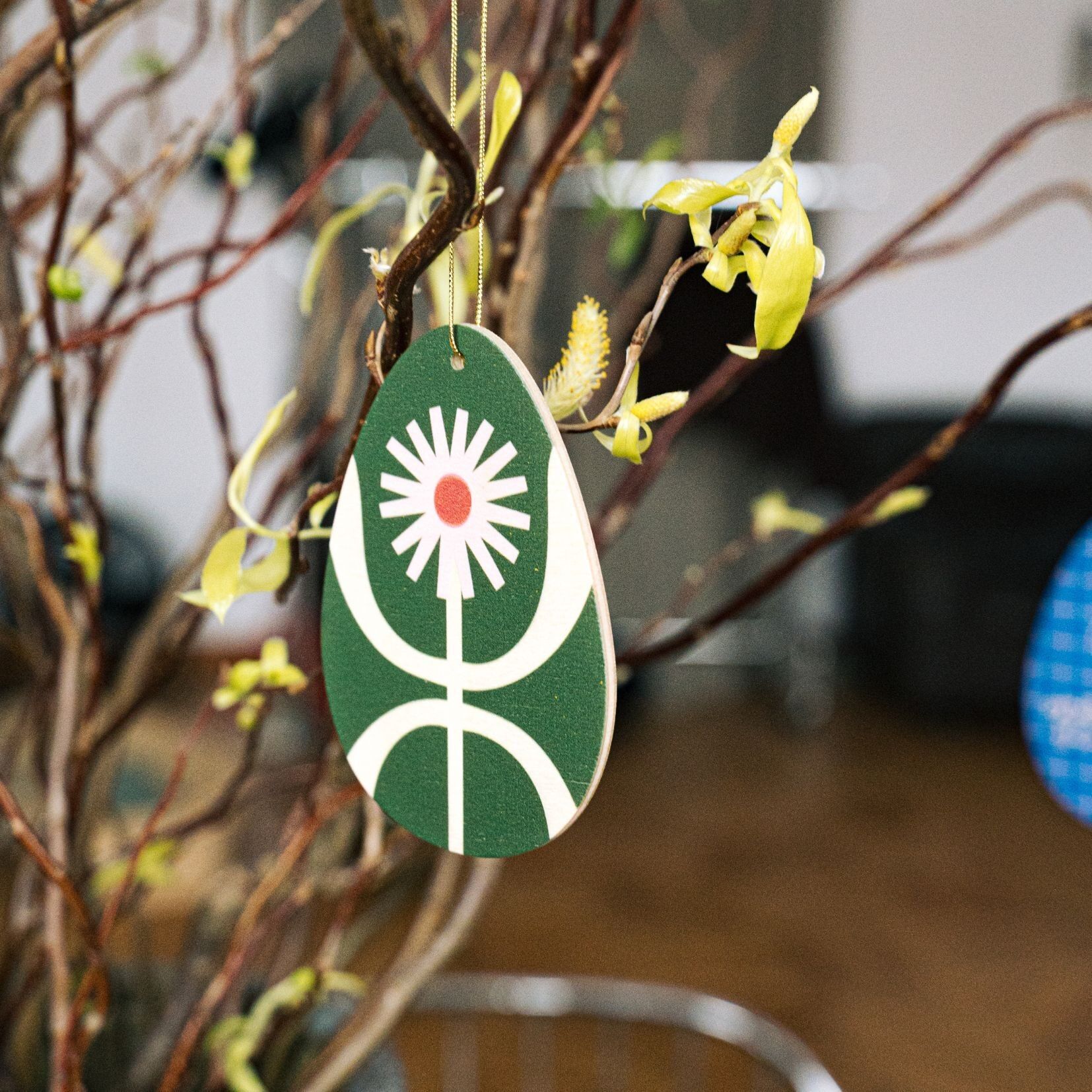 Ornement de Pâques suspendu vert œuf, décoration