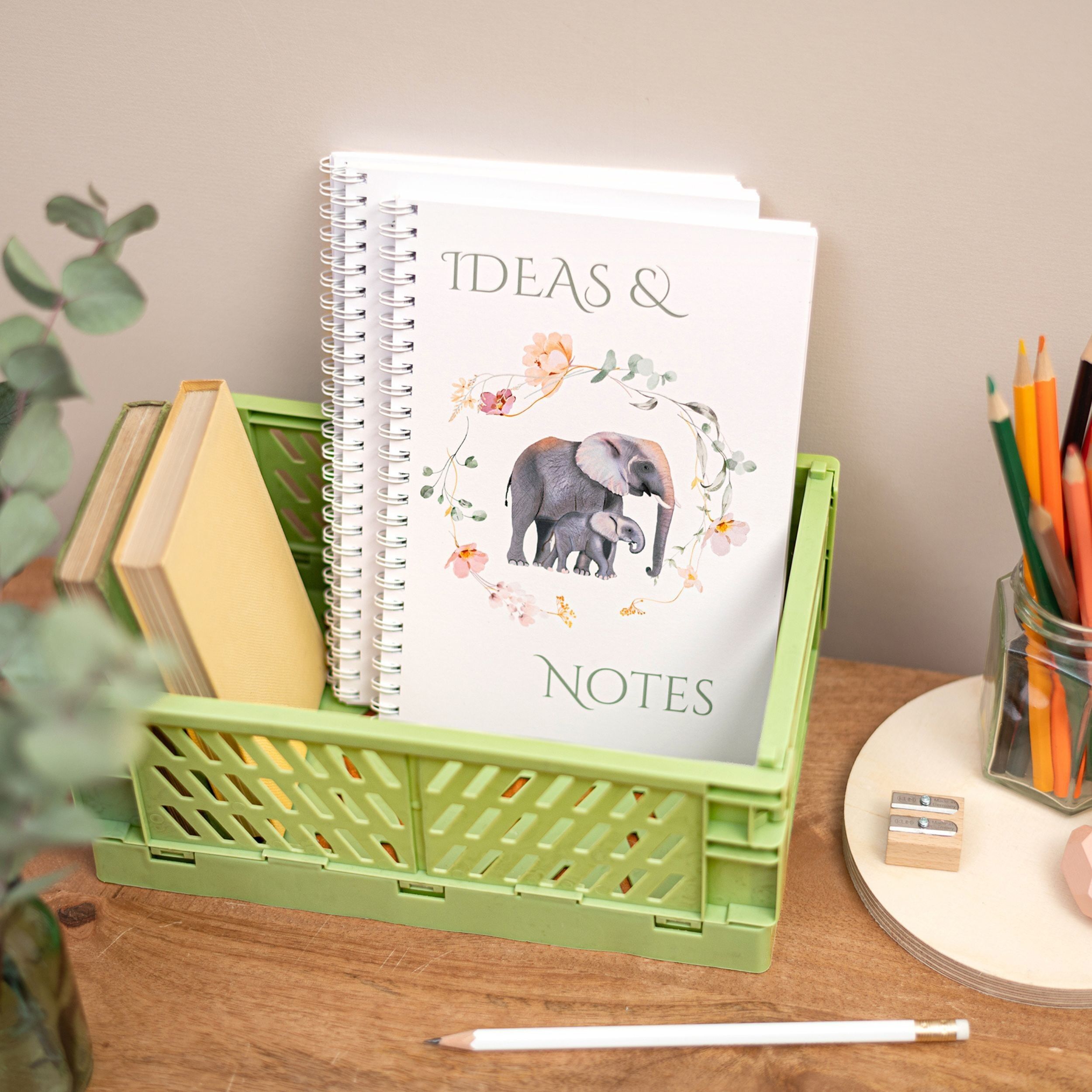 A5 Flat Lay Handmade Ideas & Notes Notebook - Elephant Inspired