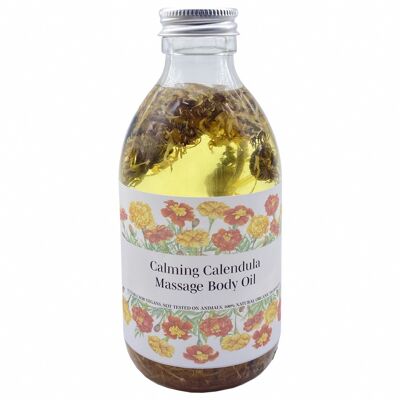 Calendula Massage Körperöl beruhigend mit Calendula Blütenblättern, 250ml