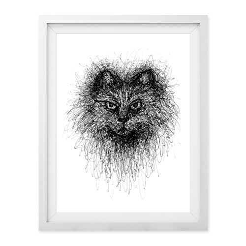 Scribble Cat Wall Art Print A4 and A3