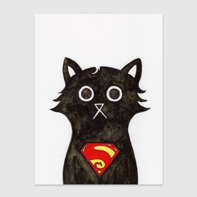 Super Cat Wandkunstdruck A4 und A3