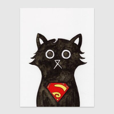 Super Cat Wall Art Print A4 and A3