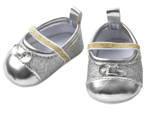 Puppen-Glitzerballerinas, silber, Gr. 38-45 cm