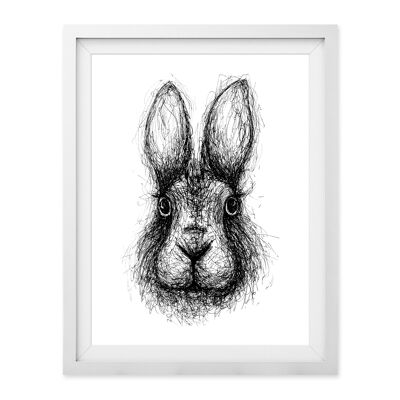 Scribble Rabbit Wall Art Print A4 and A3