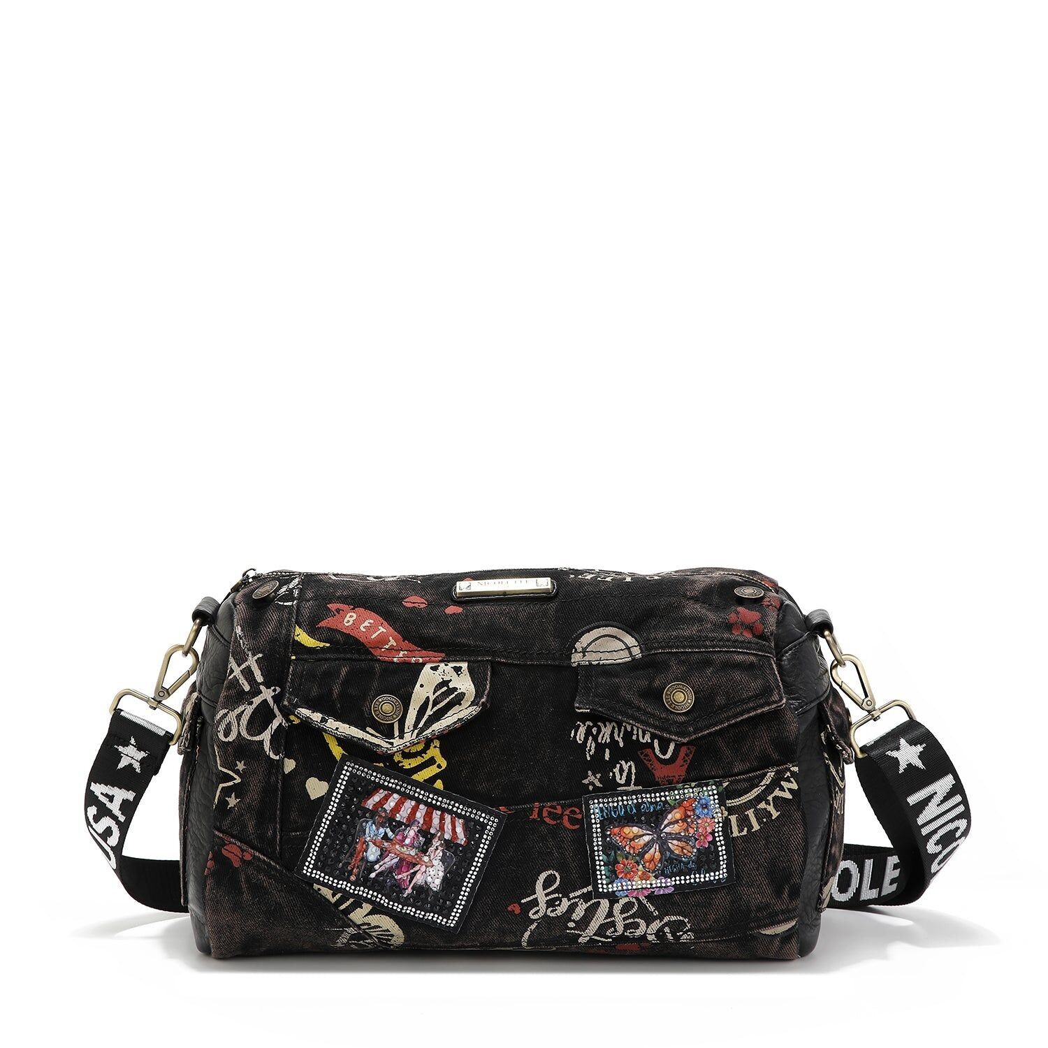 BROWN DENIM CROSSBODY BAG