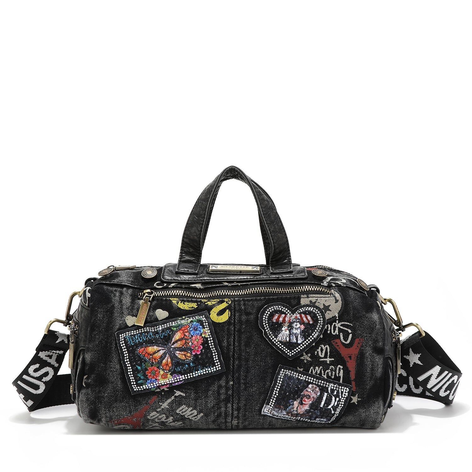 MEDIUM BROWN DENIM CROSSBODY BAG