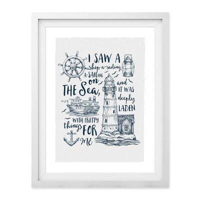 Ship A-Sailing Wall Art Print A4 and A3